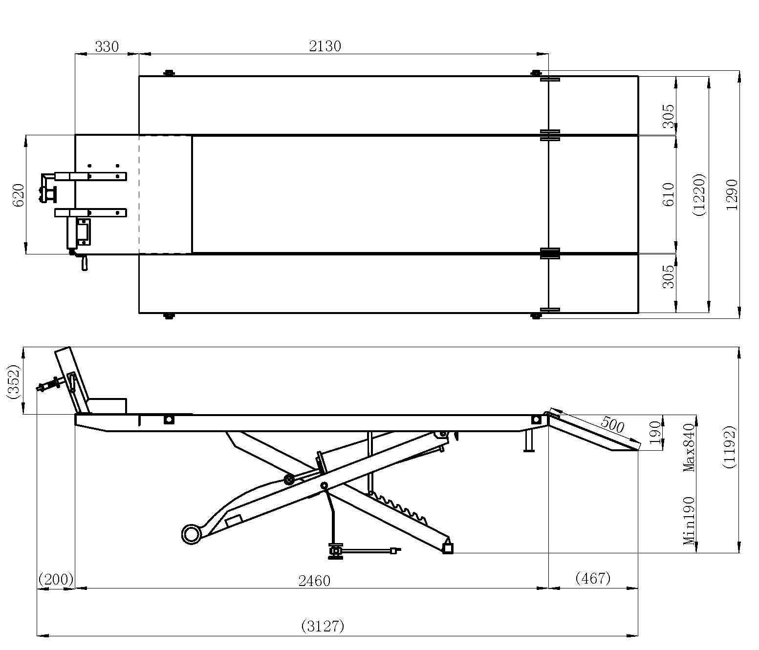 Pneumatic motorcycle car hoist lift table ML105W