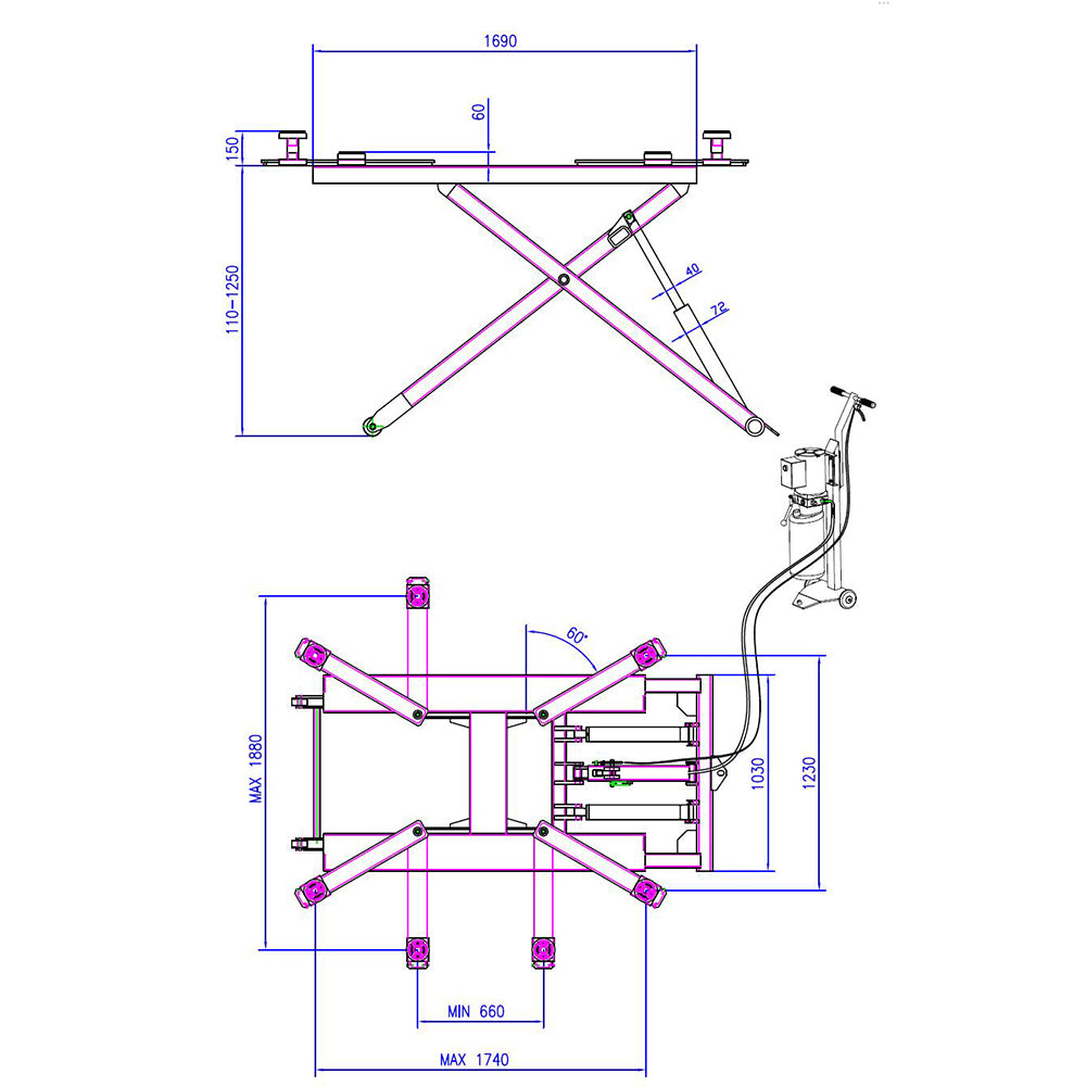 Portable Mid Rise Scissor Car Hoist Lift SS130