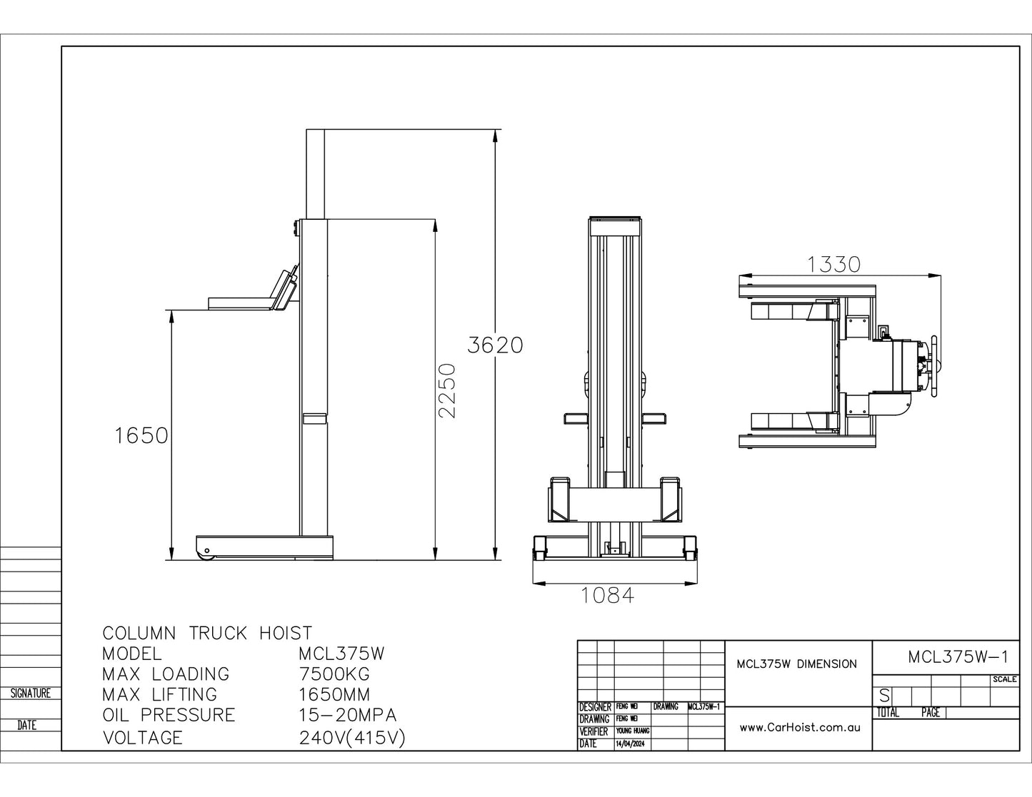 7.5 Wireless Truck Hoist Bus Hoist Mobile Column Lift Truck Bus Lift
