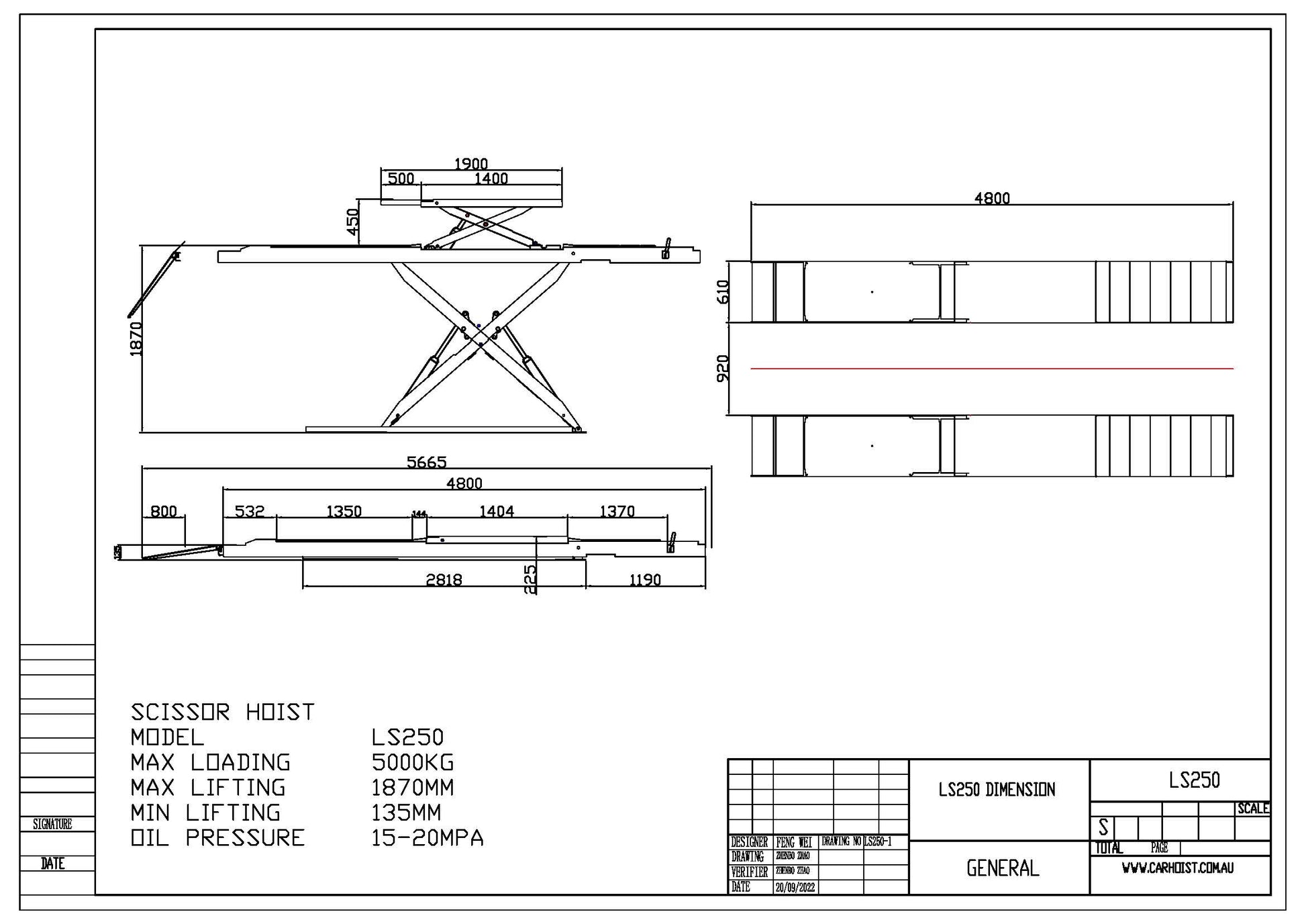 5T Low Profile Wheel Alignment Scissor Car Hoist Lift LS250