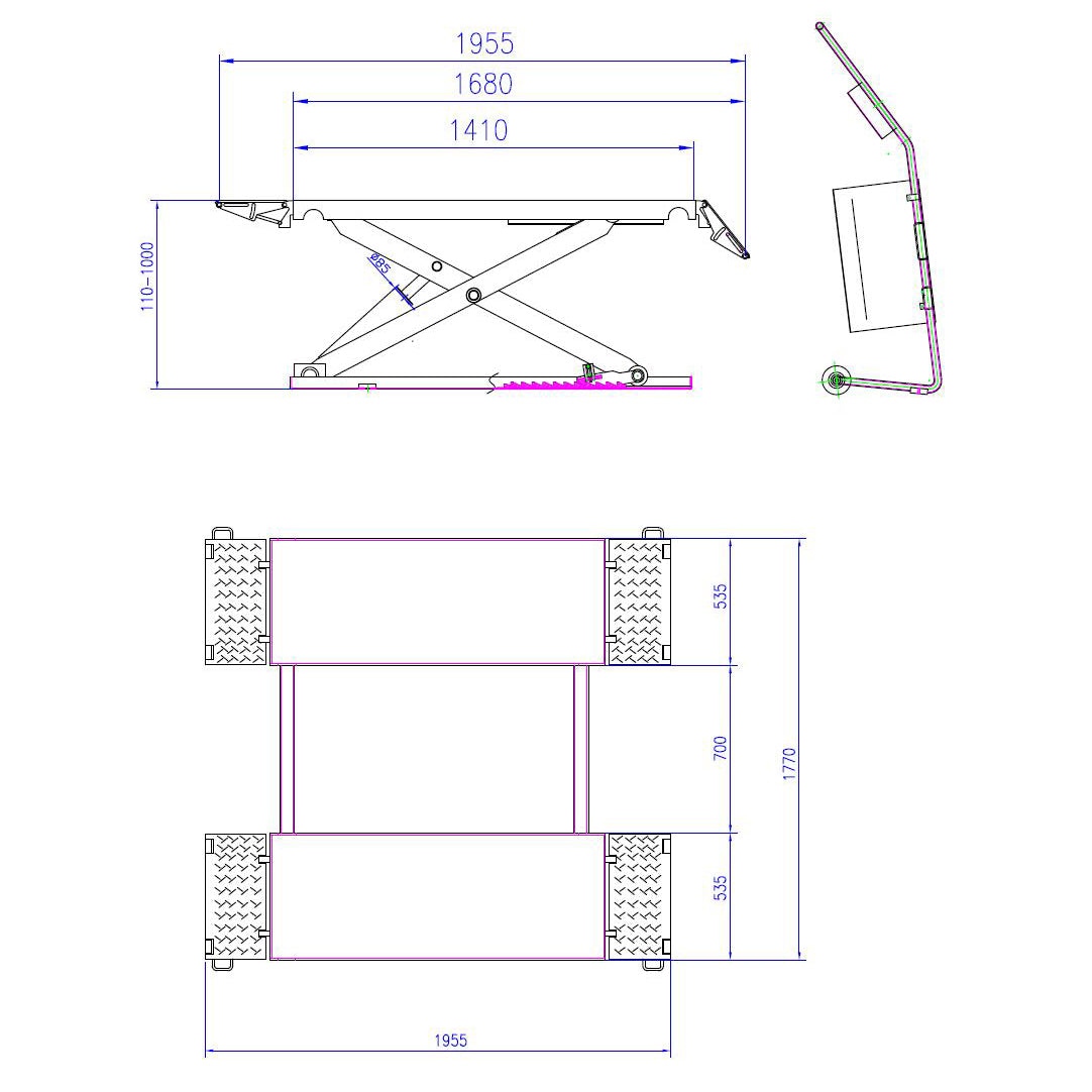 3T Portable Mid-Rise Scissor Car Hoist Lift SS330